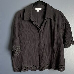 Design History Black Textured Top